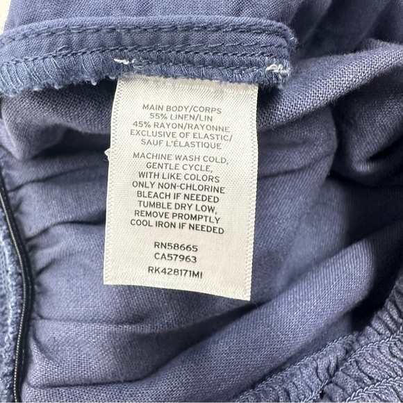 Susina size Small Blue Linen Blend Smocked Jumpsuit - Picture 14 of 15